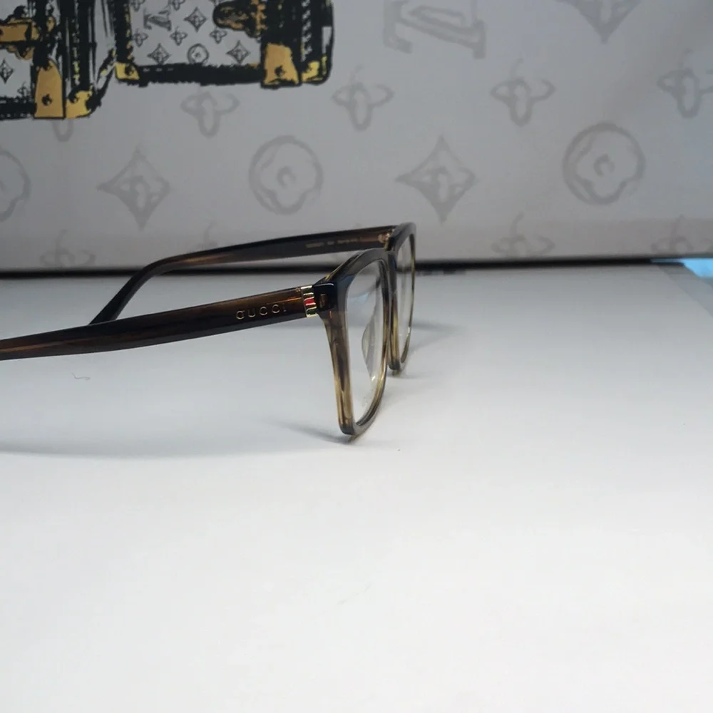 New Authentic Gucci GG0452O 004 Eyeglasses Brown Havana Oversized Square Frames